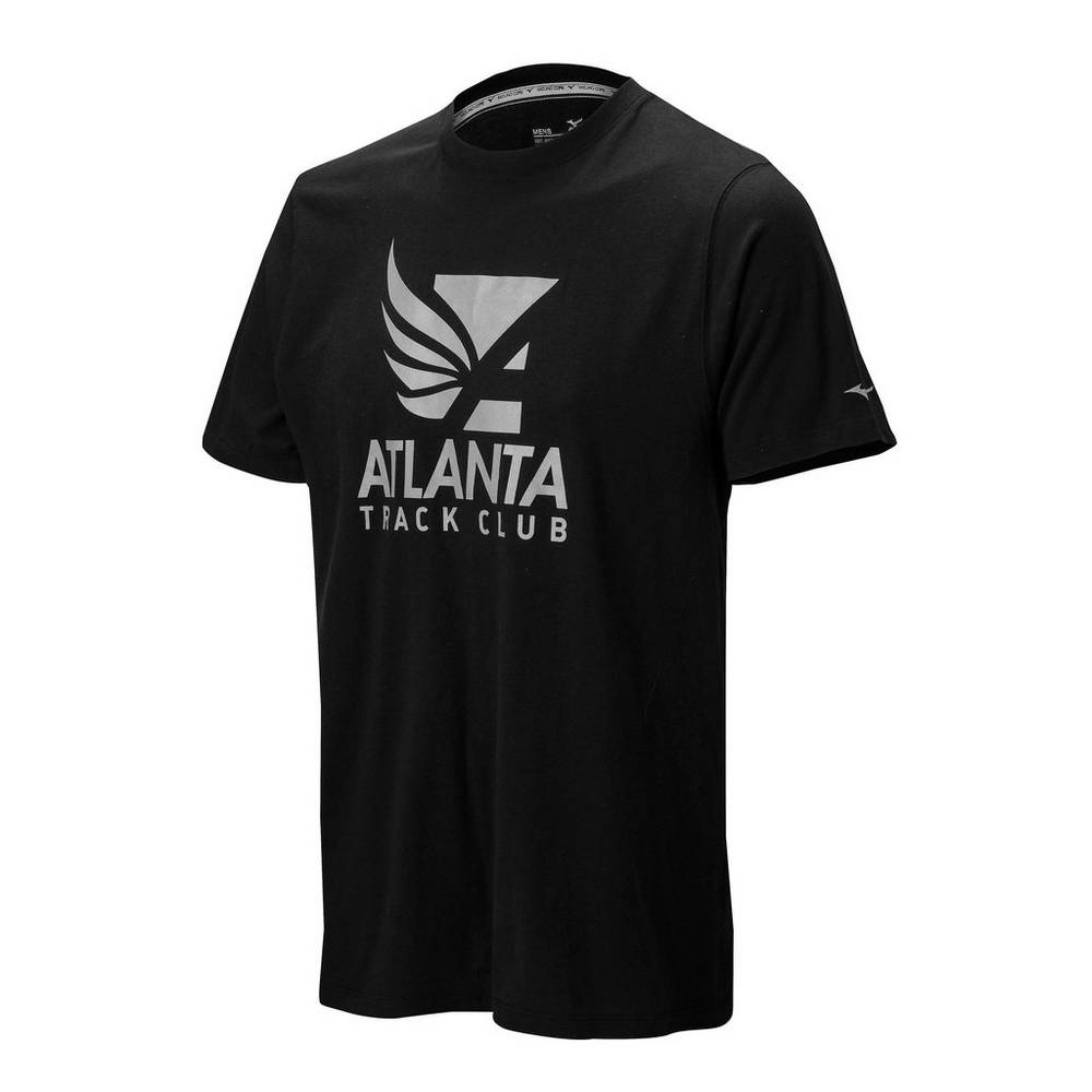 Camisetas Mizuno Atlanta Track Club Sport Para Hombre Negros 4583627-SV